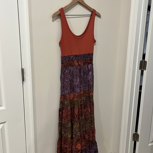 Anthropologie Colima Boho Tiered Snake Print Maxi Dress Size M Petite - Picture 7 of 8